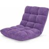 Sofá Perezoso Individual Plegable Asiento Cojín de Suelo con Respaldo Silla de Meditación (Púrpura) - Costway