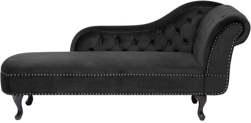 Beliani - Chaise longue derecho en terciopelo negro NIMES