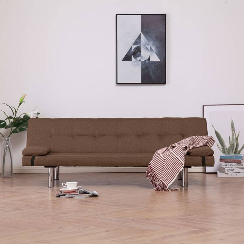 ASUPERMALL Sofa cama con dos almohadas de poliester marron