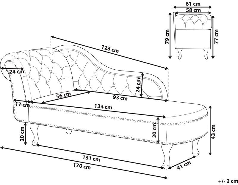 Beliani - Sofá Chesterfield chaise longue izquierdo en terciopelo verde