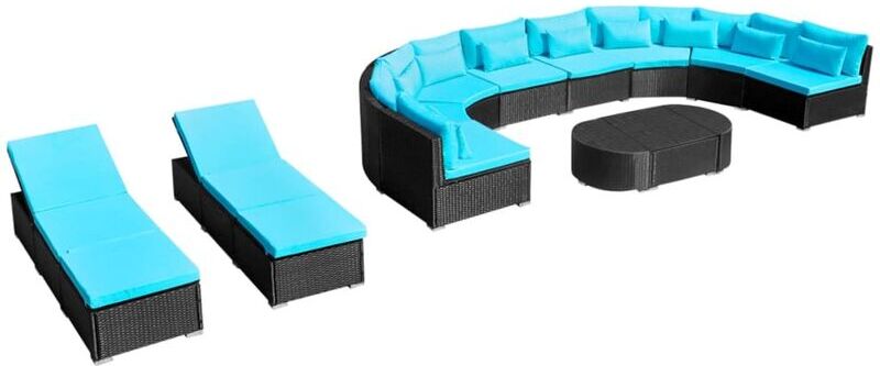 vidaXL Set de muebles de jardín 13 pzas y cojines ratán sintético azul