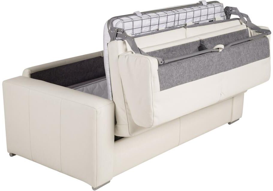 LINEA SOFA Sofá cama 3 plazas convertible tipo italiano 100% cuero de búfalo blanco con colchón de 18 cm. DELECTEA II