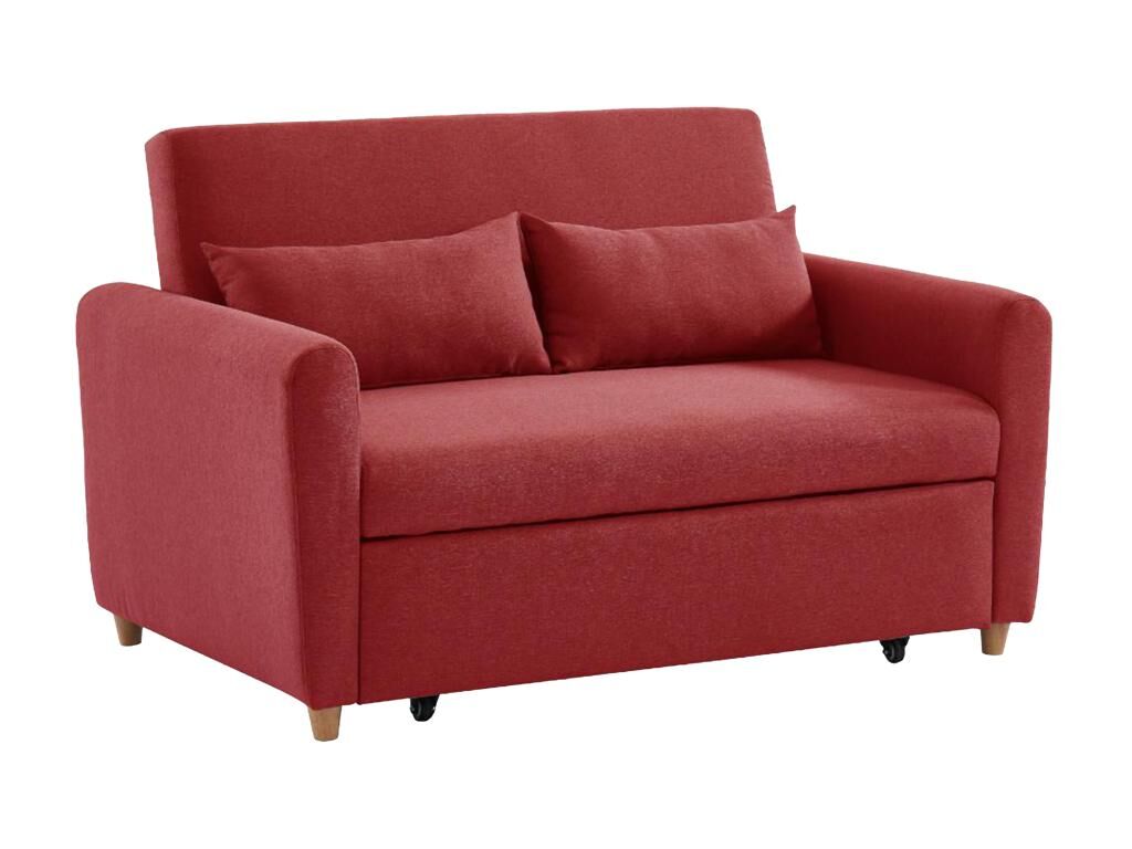 Unique Sofá cama de 2 plazas de tela AYLA - Rojo