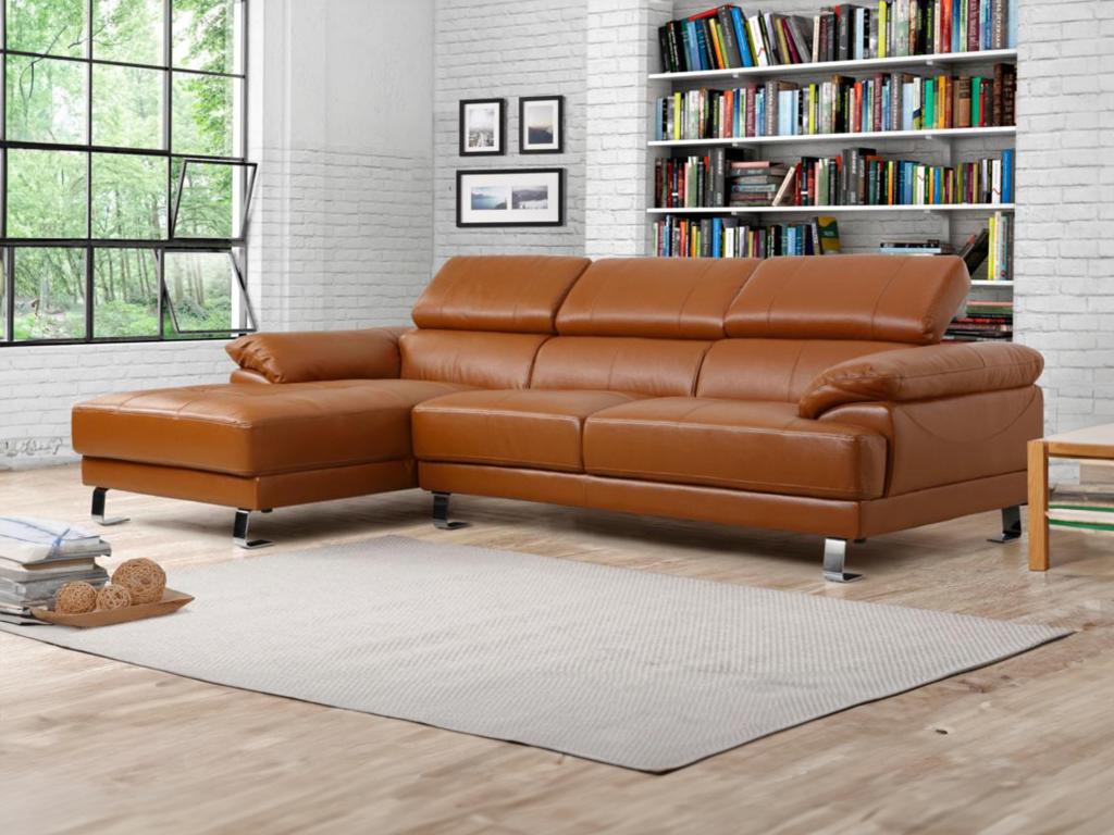 LINEA SOFA Sofá rinconero de piel EXCELSIOR II - Caramelo - Ángulo izquierdo