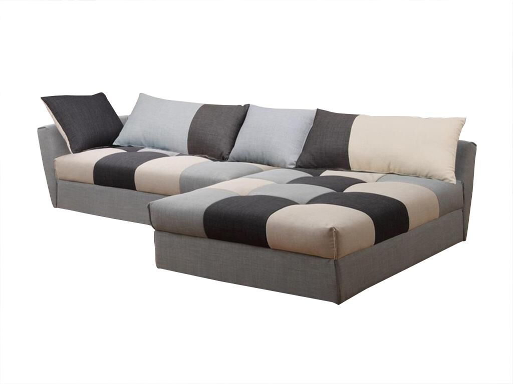 Unique Sofá cama rinconero de tela ROMANE - Negro y gris - Ángulo derecho
