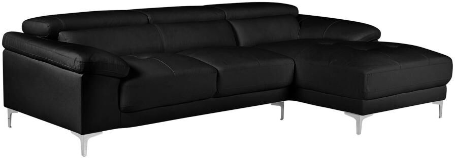 LINEA SOFA Sofá rinconero de piel SOLANGE - Negro - Ángulo derecho