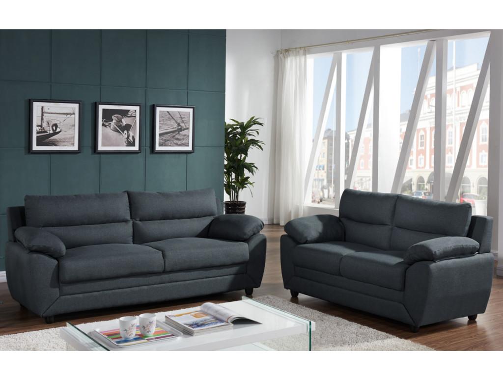 Unique Sofás de 3+2 plazas de tela MANOA - Gris antracita