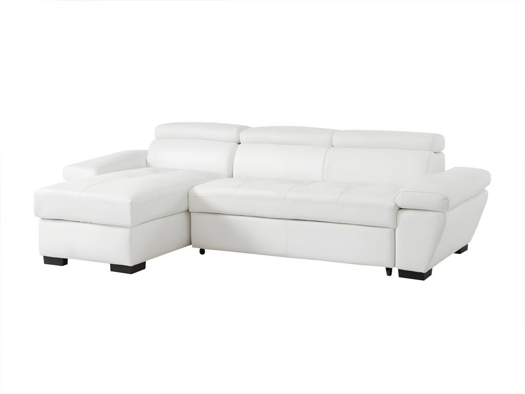 LINEA SOFA Sofá cama rinconero de piel JONOVA - Blanco - Ángulo izquierdo