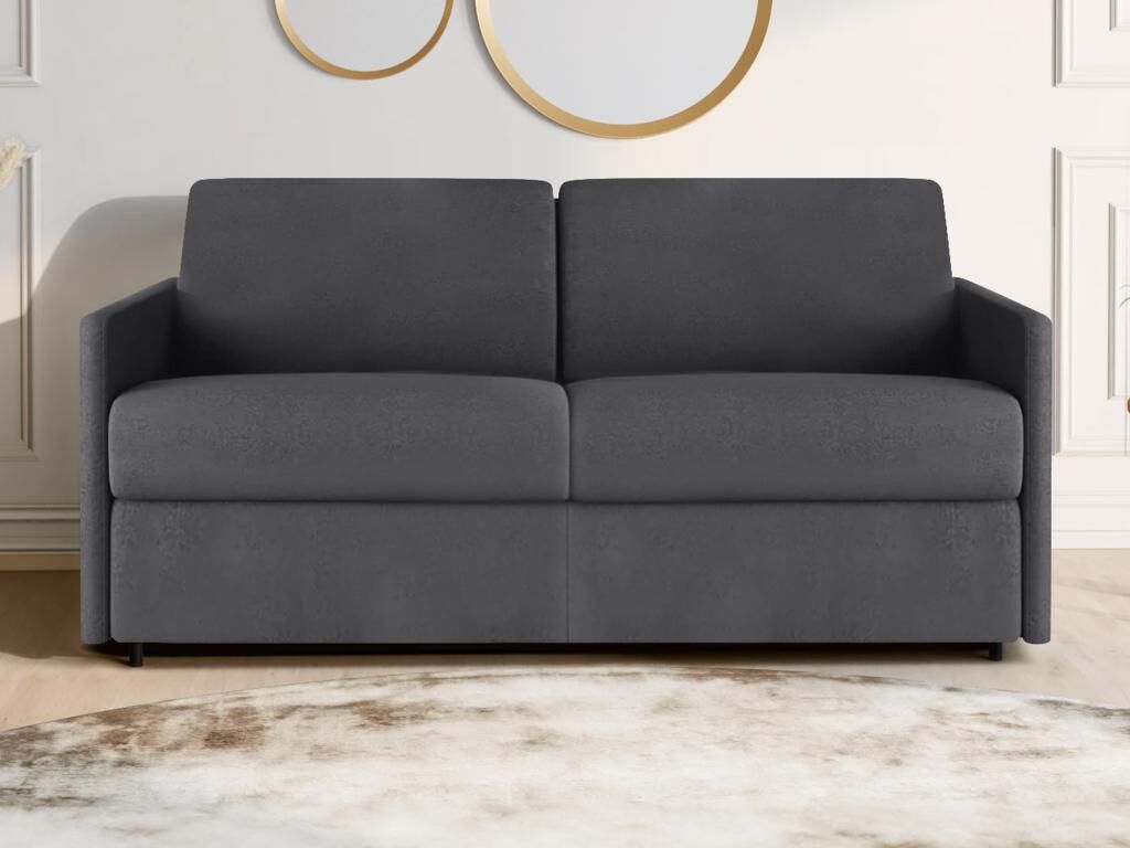 Unique Sofá cama italiano 3 plazas de tela CALIFE - Gris - Cama 140  cm - Colchón 22 cm