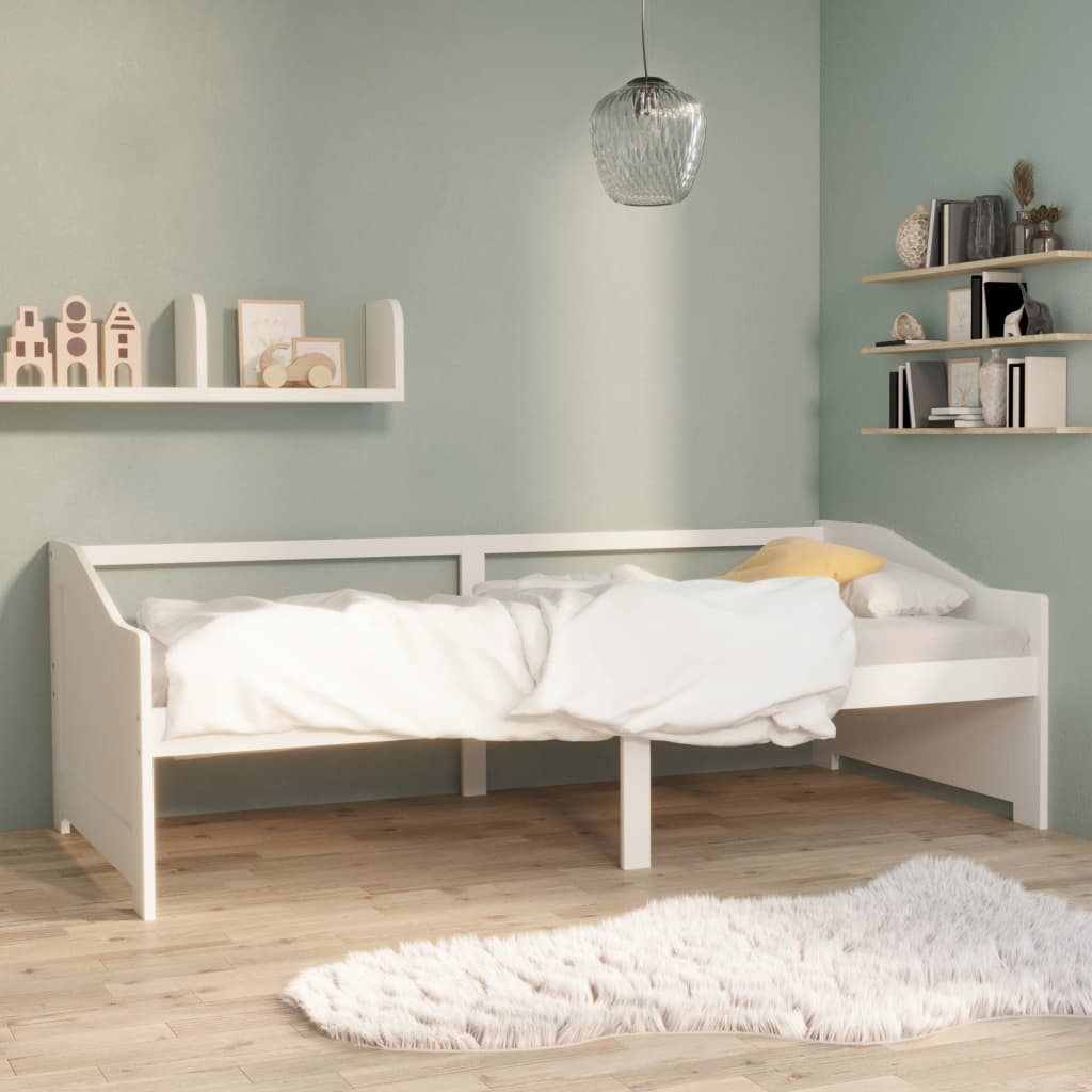 vidaXL Sofá cama 3 plazas de madera maciza de pino blanco 90x200 cm