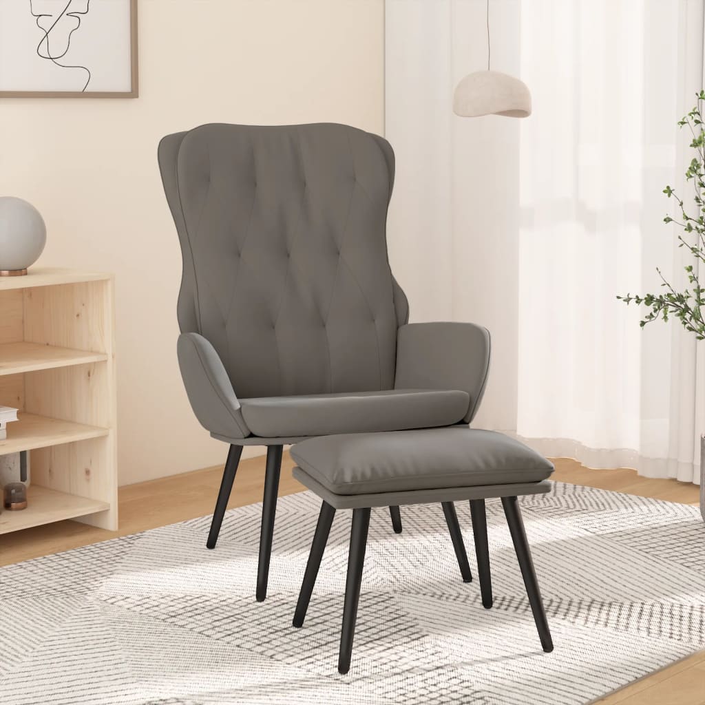 vidaXL Sillón de relax con taburete terciopelo gris claro