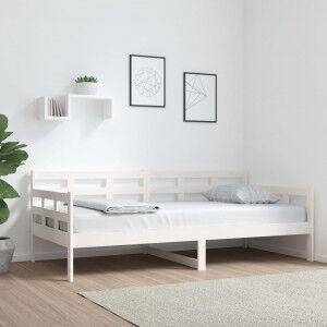 vidaXL Sofá Cama Madera Maciza De Pino Blanco 90x190 Cm