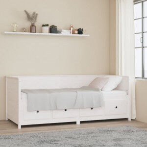 vidaXL Sofá Cama Madera Maciza De Pino Blanco 80x200 Cm