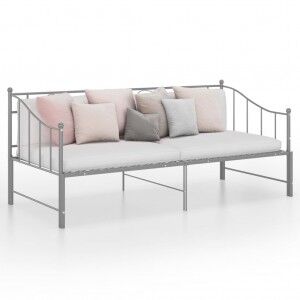 vidaXL Estructura De Sofá Cama Extraíble De Metal Gris 90x200 Cm