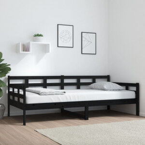 vidaXL Sofá Cama Madera Maciza De Pino Negro 90x200 Cm