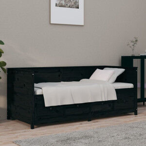 vidaXL Sofá Cama Madera Maciza De Pino Negro 90x190 Cm