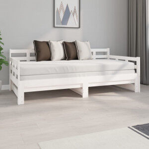 vidaXL Sofá Cama Extraíble Madera Maciza De Pino Blanco 2x(90x190) Cm