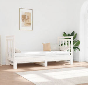 vidaXL Sofá Cama Extraíble Madera Maciza De Pino Blanco 2x(90x190) Cm