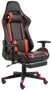 vidaXL Silla Gaming Giratoria Con Reposapiés Pvc Rojo