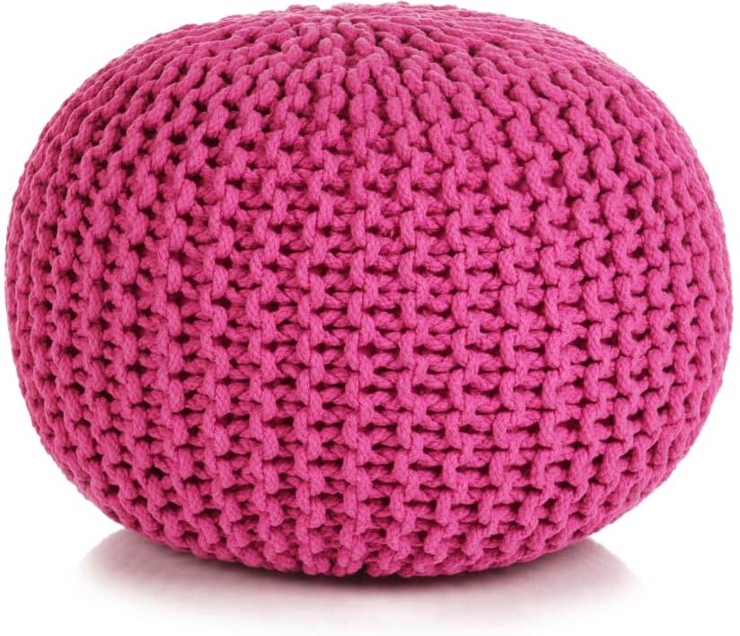 vidaXL Puf tejido a mano 50x35 cm algodón rosa