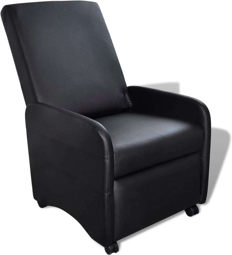 vidaXL Sillón plegable de cuero sintético negro