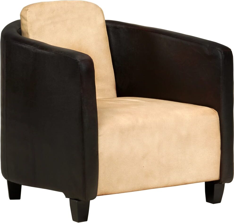 vidaXL Sillón de cuero auténtico marrón canela y negro