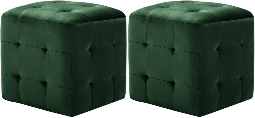 vidaXL Puf 2 unidades terciopelo verde 30x30x30 cm