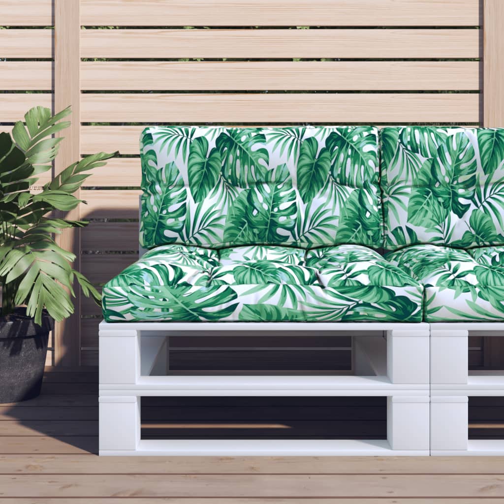 vidaXL Cojín para sofá de palets estampado de hojas 70x40x10 cm