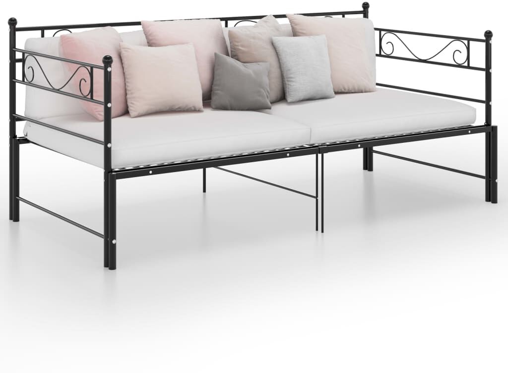 vidaXL Estructura de sofá cama extraíble metal negro 90x200 cm