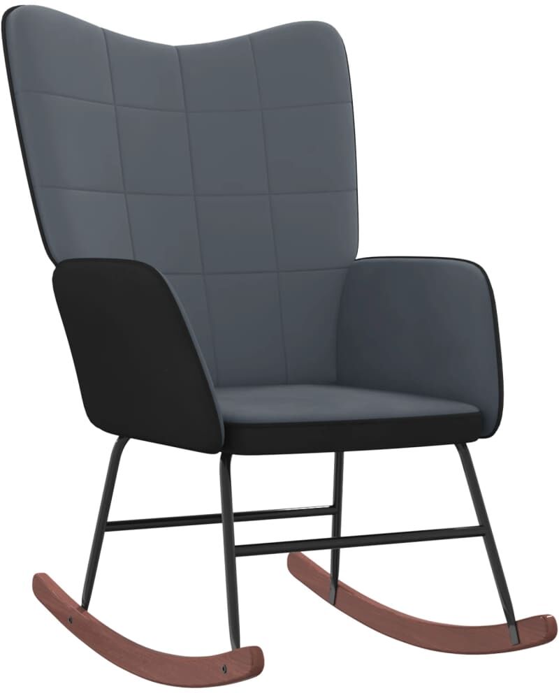 vidaXL Silla mecedora de terciopelo y PVC gris oscuro