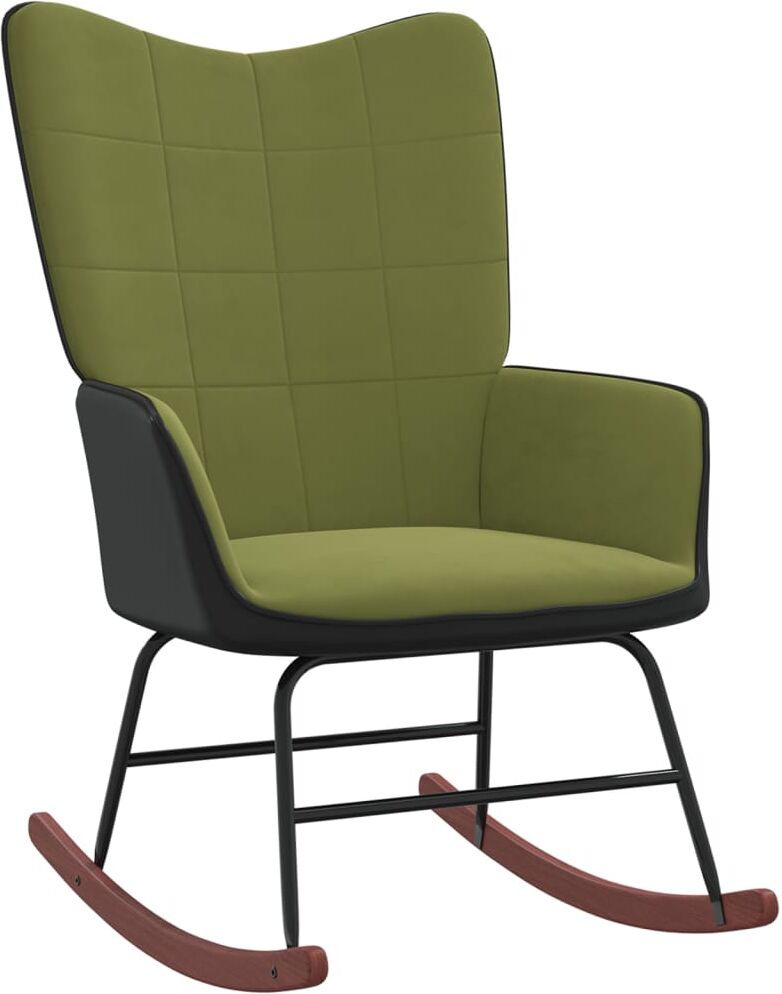 vidaXL Silla mecedora de terciopelo y PVC verde claro