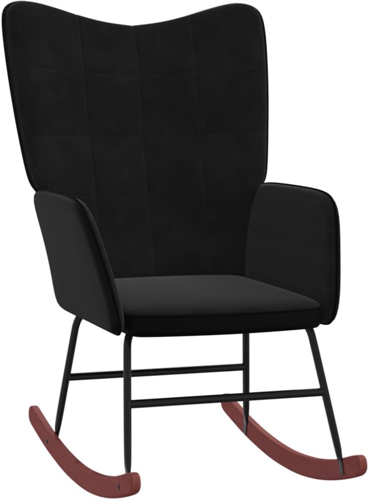 vidaXL Silla mecedora de terciopelo y PVC negro