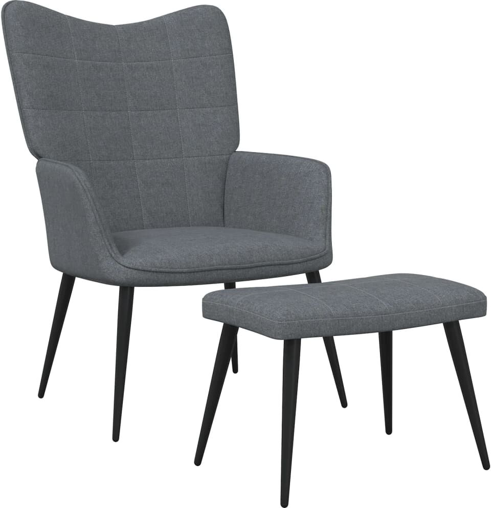 vidaXL Silla de relajación con reposapiés de tela gris oscuro