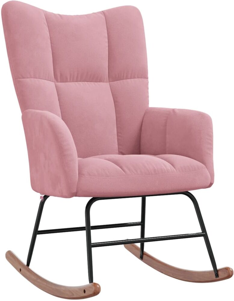 vidaXL Silla mecedora de terciopelo rosa