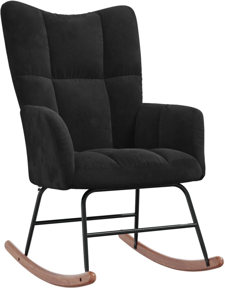 vidaXL Silla mecedora de terciopelo negro