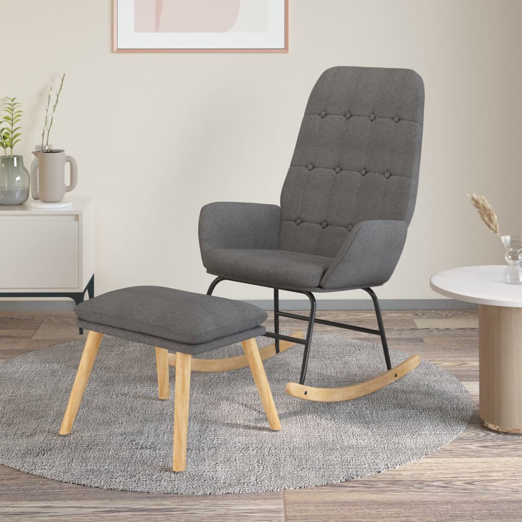 vidaXL Sillón mecedora con taburete tela gris claro