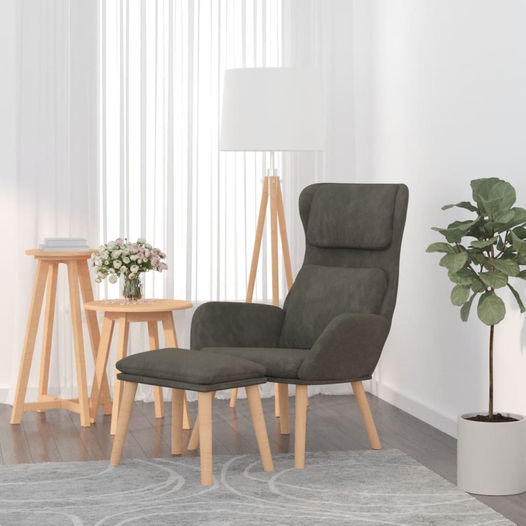 vidaXL Sillón de relax con taburete terciopelo gris oscuro