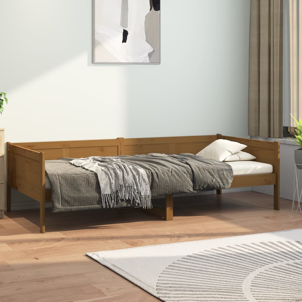 vidaXL Sofá cama madera maciza de pino marrón miel 90x200 cm