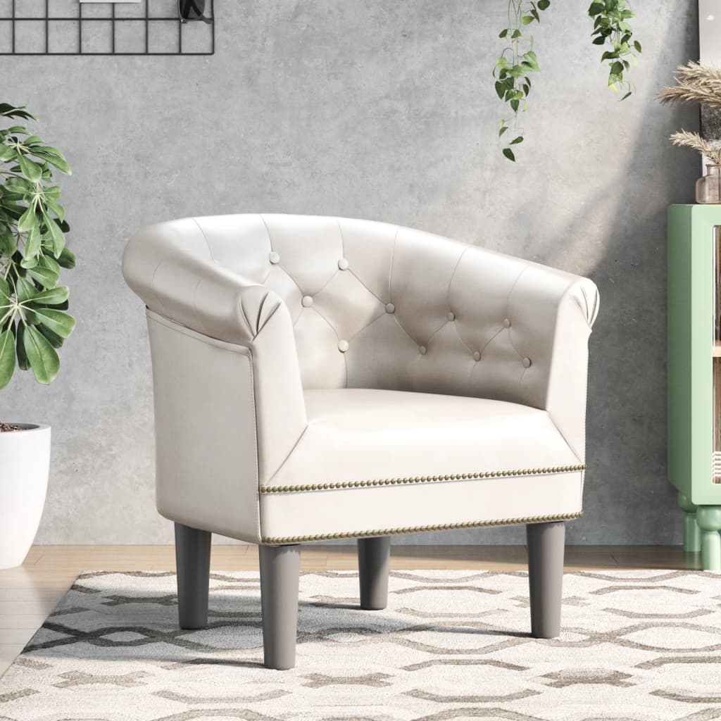 vidaXL Sillón cuero sintético blanco