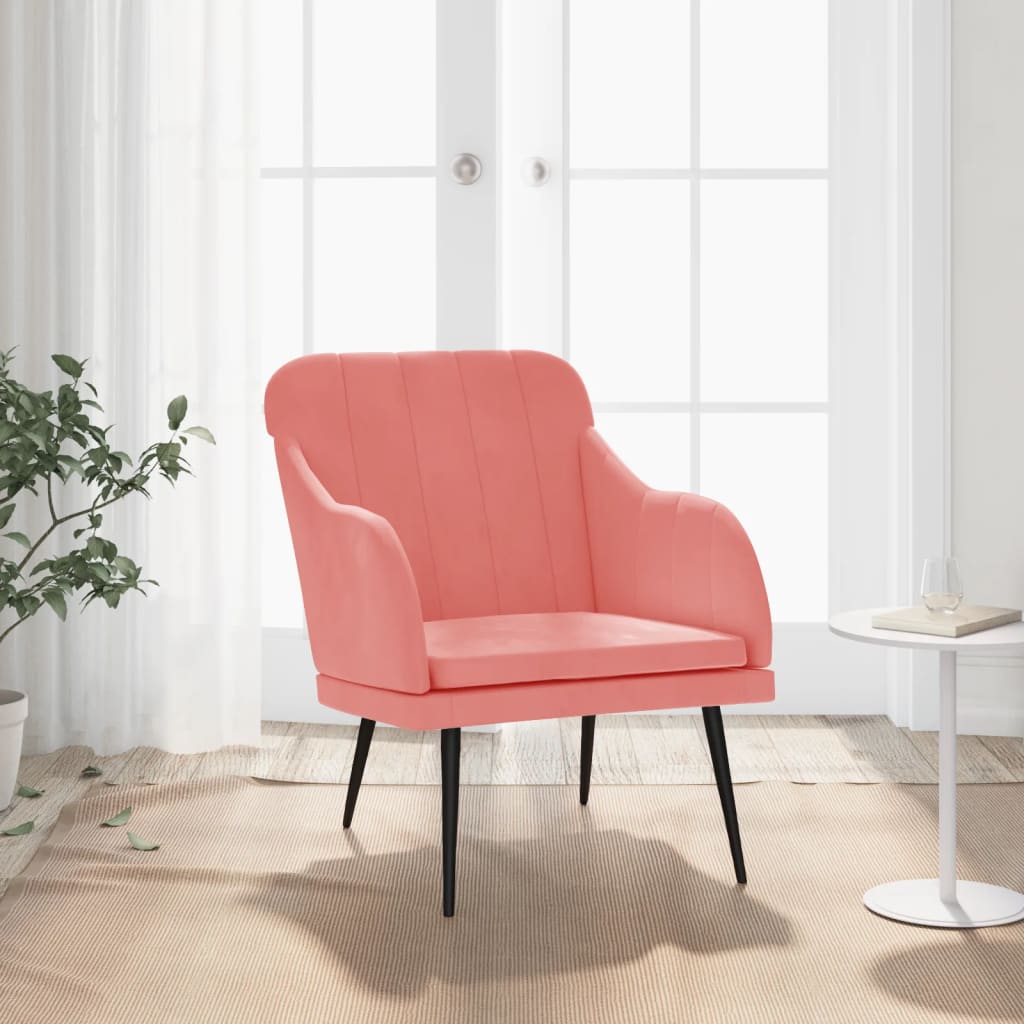 vidaXL Sillón de terciopelo rosa 63x76x80 cm