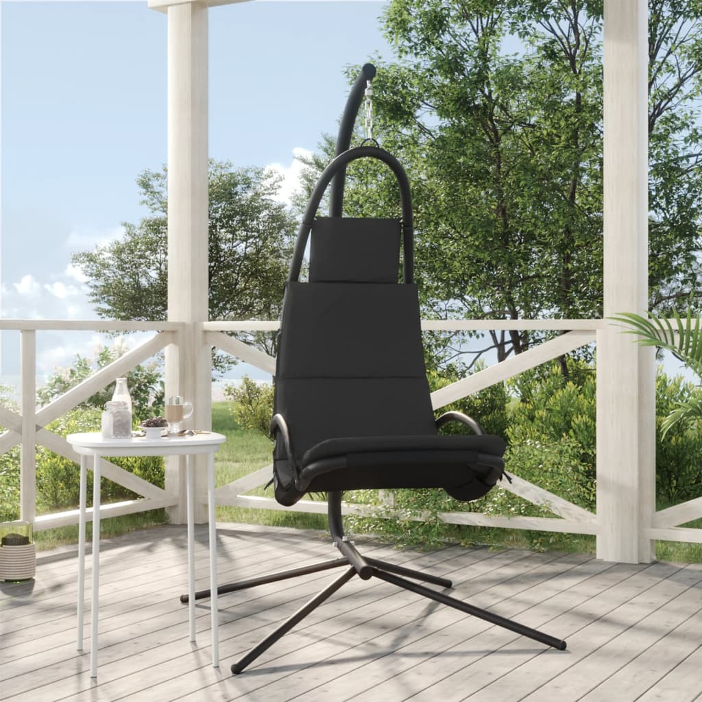 vidaXL Silla colgante jardín con cojín acero y tela Oxford gris oscuro