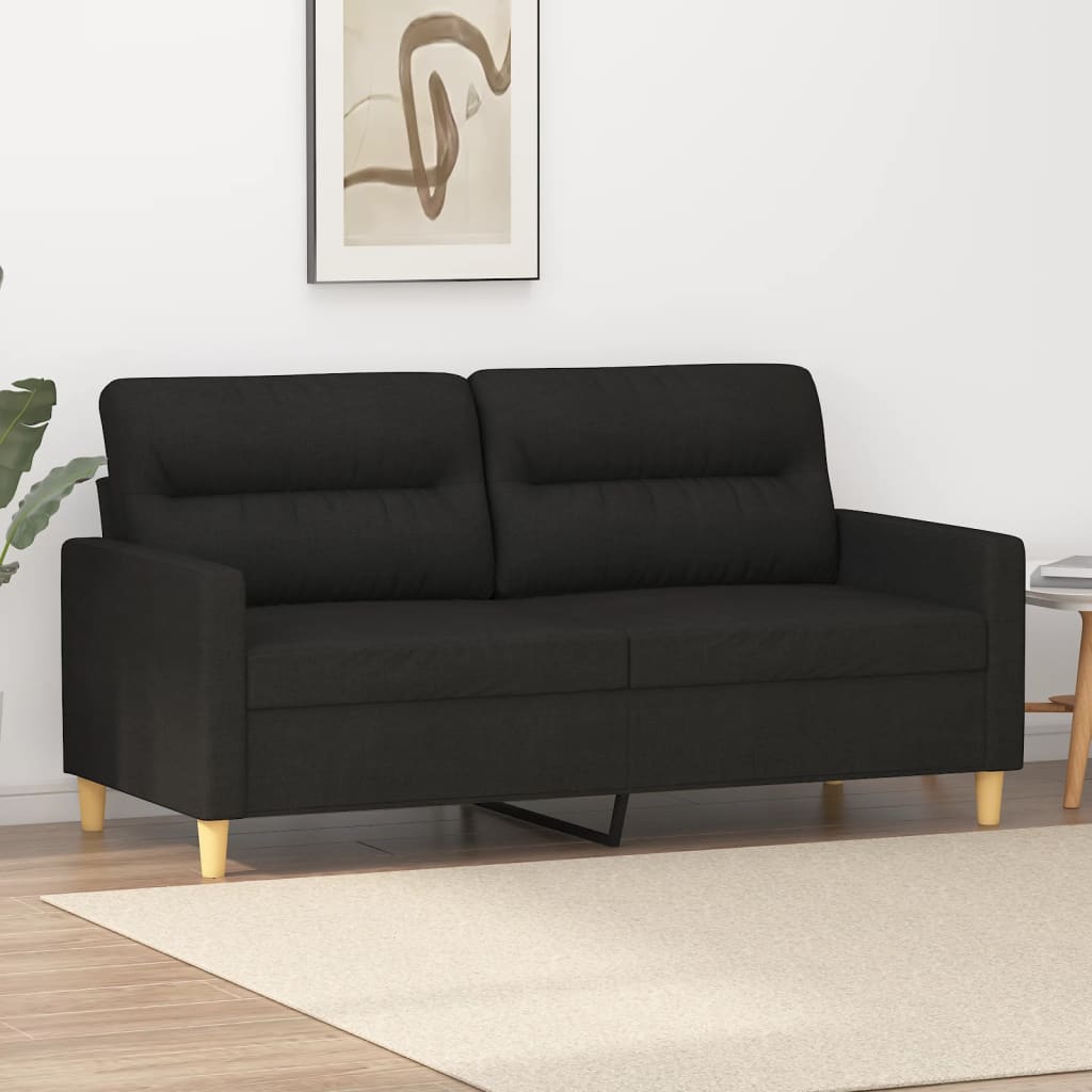 vidaXL Sofá de 2 plazas de tela negro 140 cm