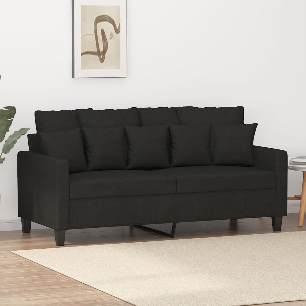 vidaXL Sofá de 2 plazas de tela negro 140 cm