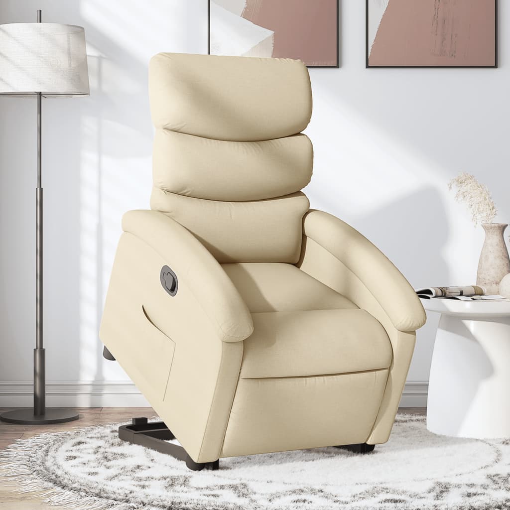 vidaXL Sillón reclinable elevable de tela color crema