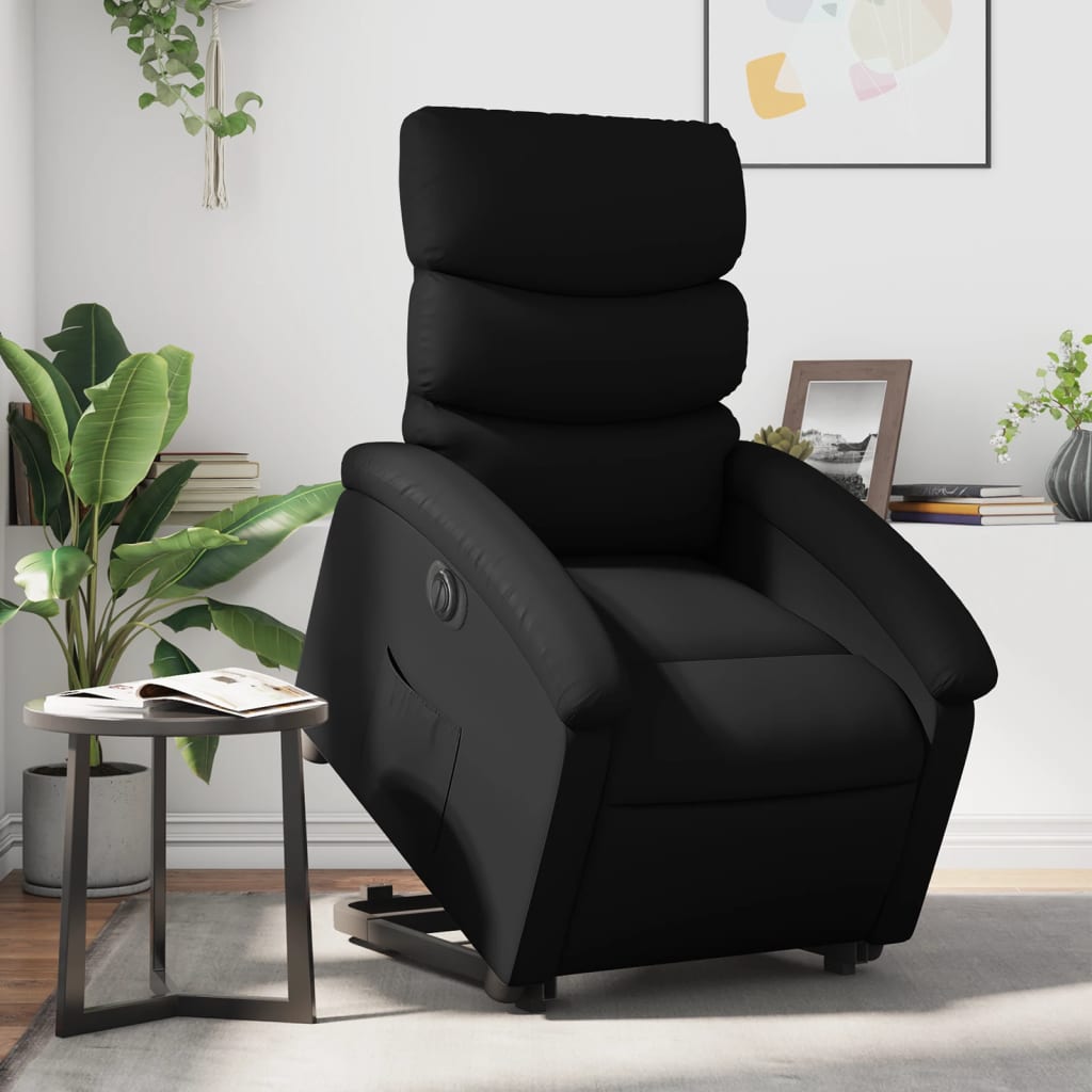 vidaXL Sillón reclinable y elevable eléctrico cuero sintético negro