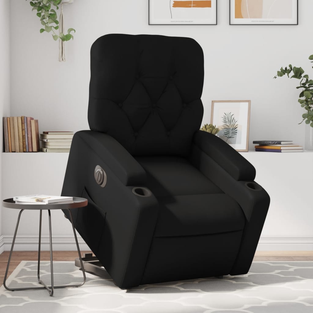 vidaXL Sillón reclinable y elevable eléctrico cuero sintético negro