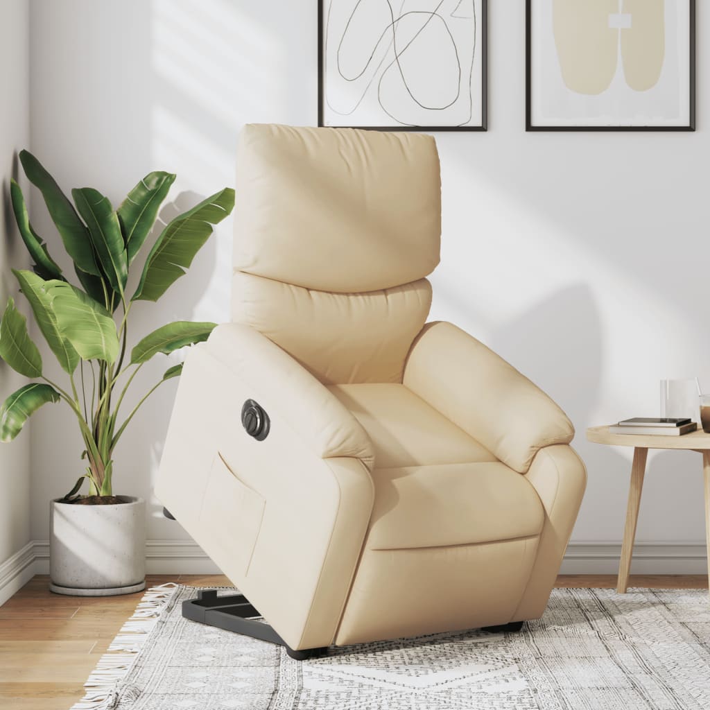 vidaXL Sillón eléctrico reclinable elevable de tela color crema