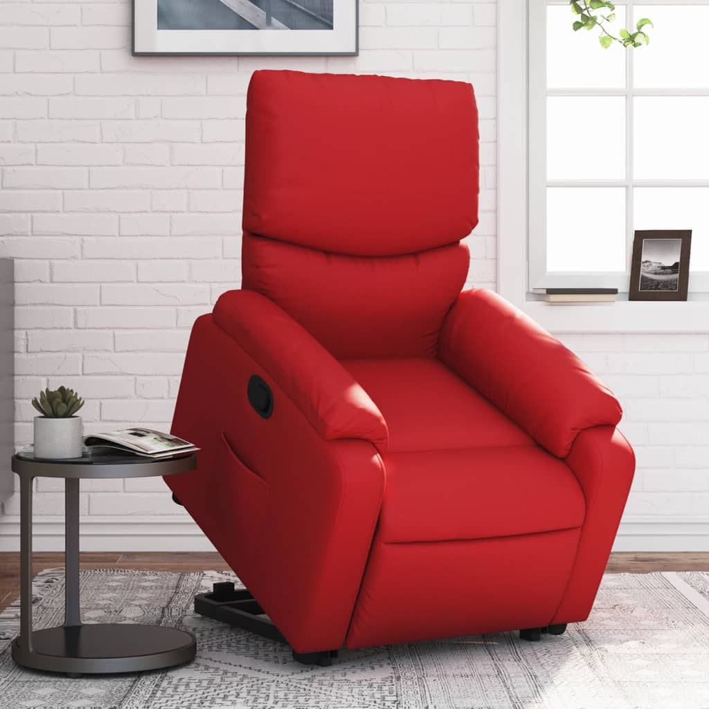 vidaXL Sillón reclinable elevable cuero artificial rojo