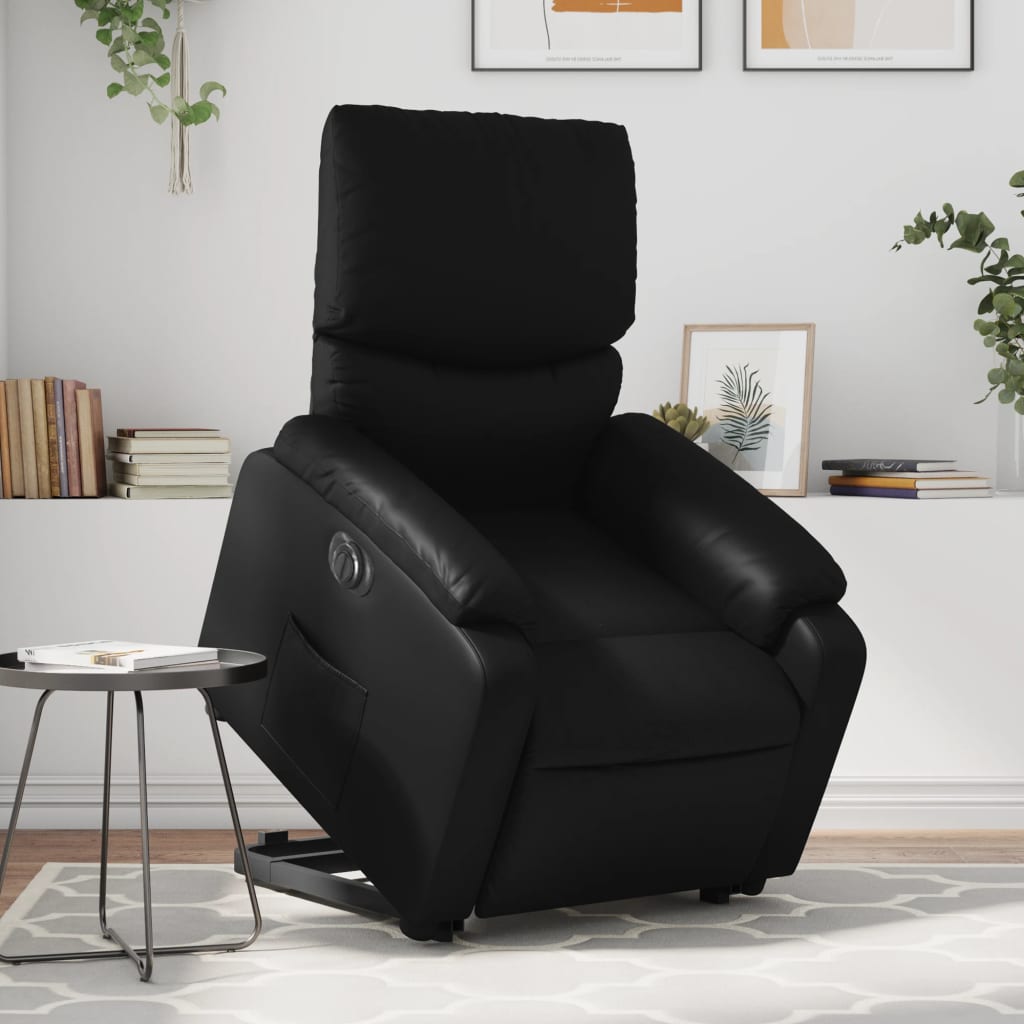 vidaXL Sillón reclinable y elevable eléctrico cuero sintético negro