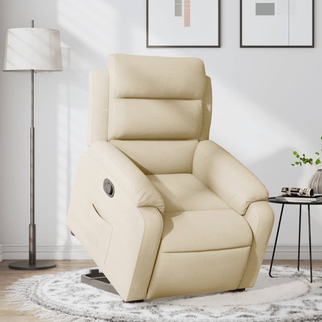 vidaXL Sillón reclinable elevable de tela color crema